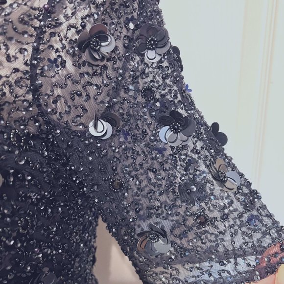 Adrianna Papell Navy Sequin Dress - Picture 6 of 16